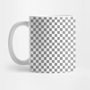 Wonky Checkerboard, White and Grey Mug